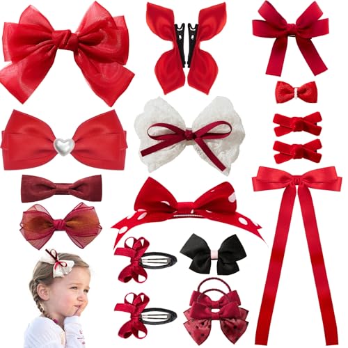 Red Hair Bows with Alligator Hair Clip, Hair Ties, Snap Clip Hairpins Q164