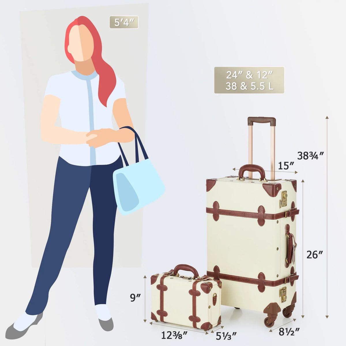 Beige Trolley Suitcase and Hand Bag Set with TSA Locks K22455