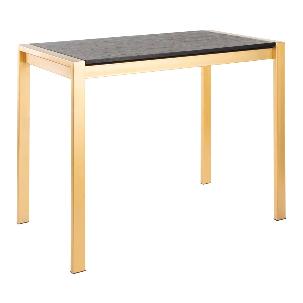 Contemporary Counter Table Gold Metal Black Wood Grain D71103