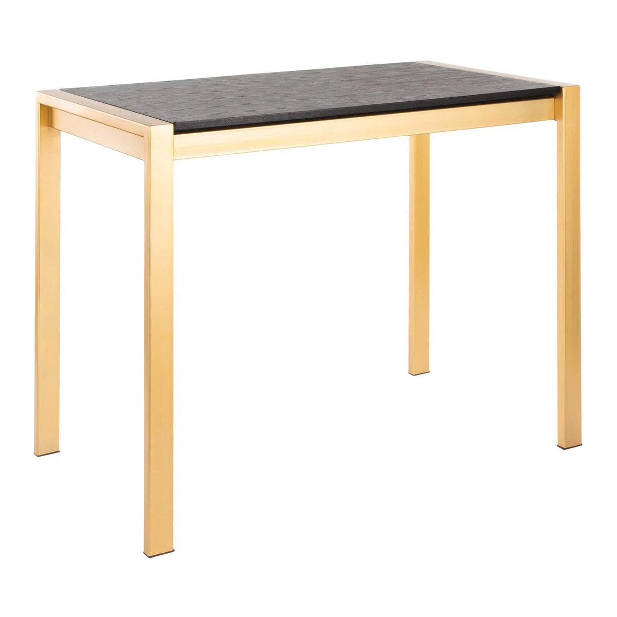 Contemporary Counter Table Gold Metal Black Wood Grain D71103