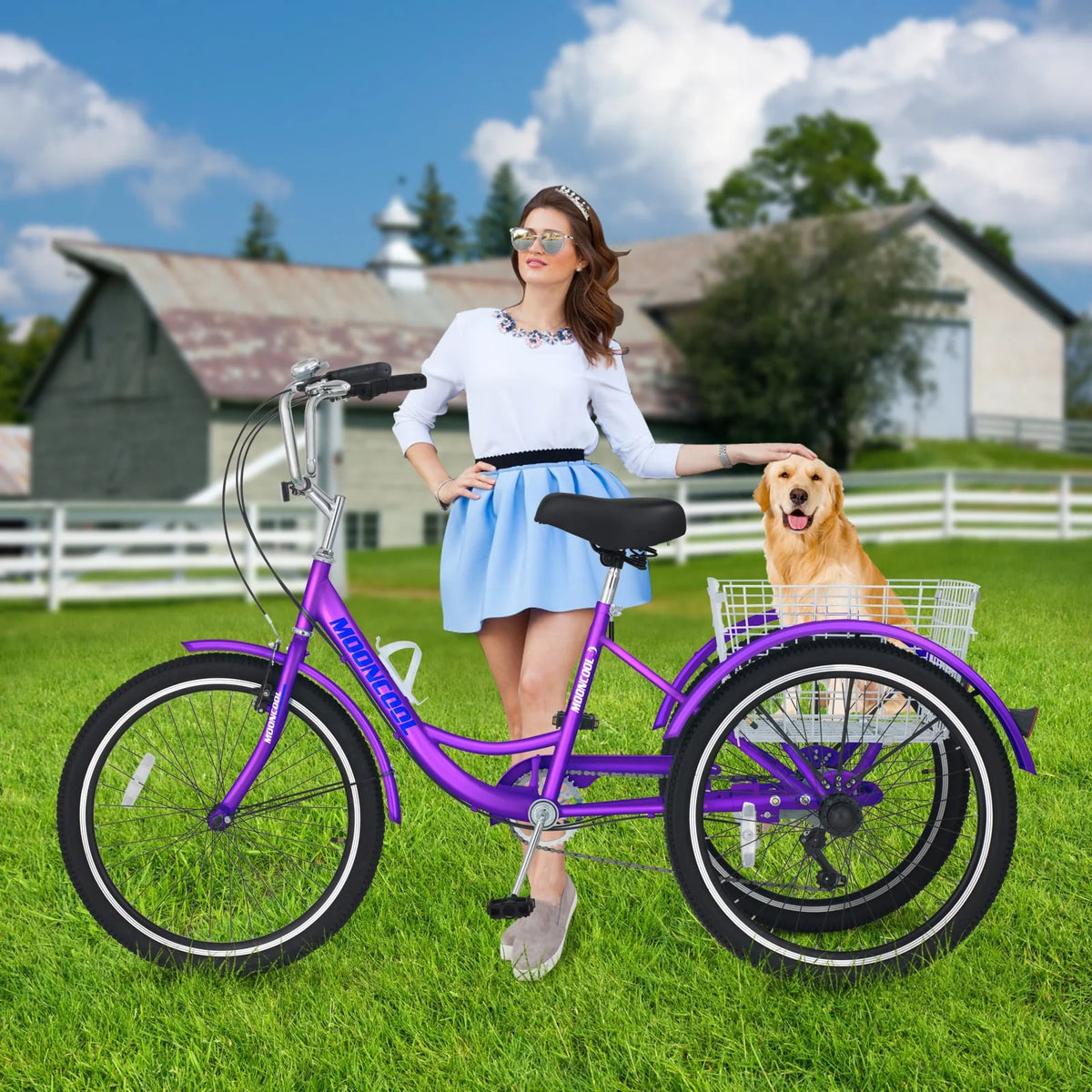 7 Speed 24inch Adult Tricycles with Shopping Basket H740982