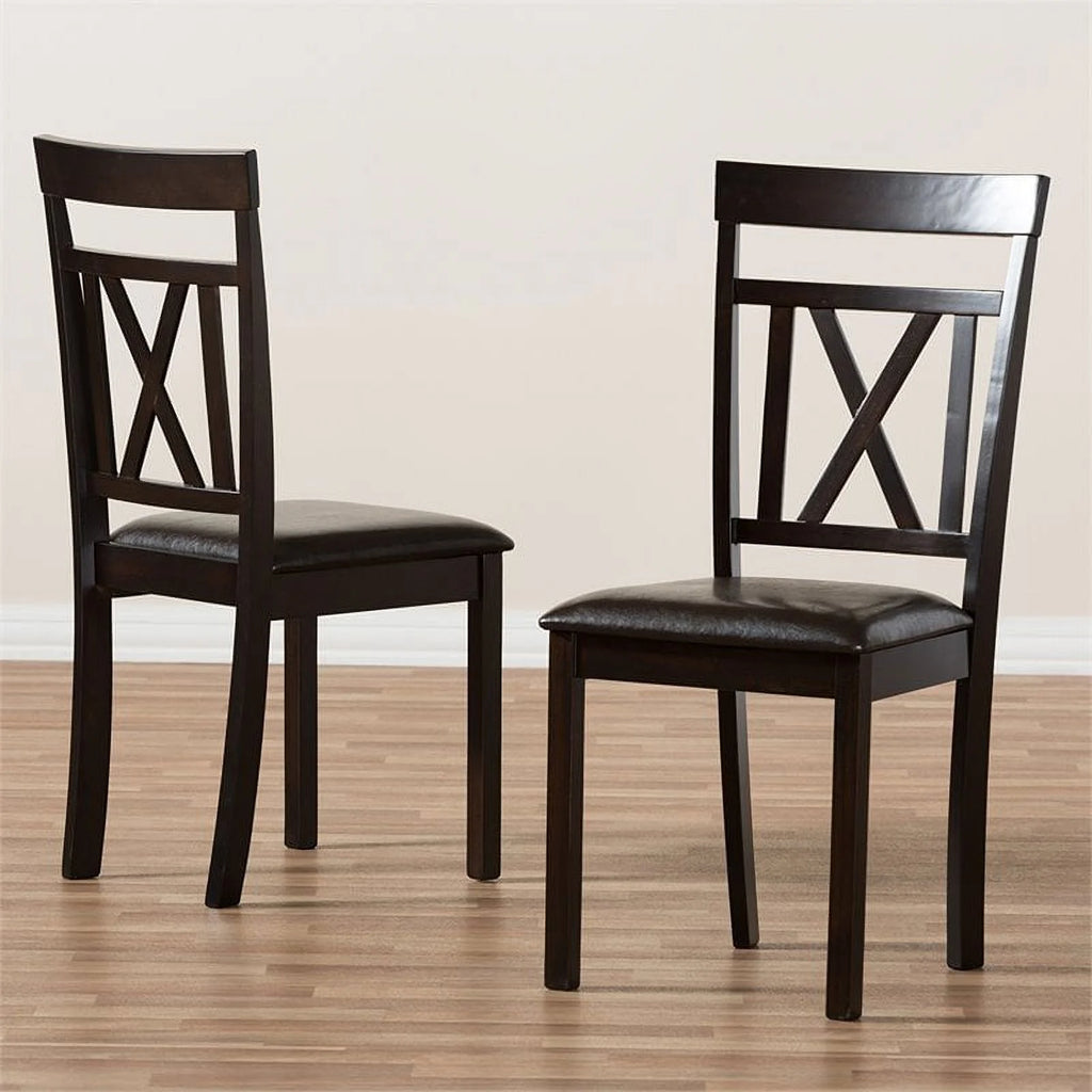 Dark Brown Faux Leather Dining Side Chair Set of 2 X6780