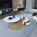 Round Lift-Top Coffee Table Set of 2 Brown White R6720
