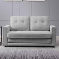 Light Grey Linen Convertible Futon Sofa Bed N184165