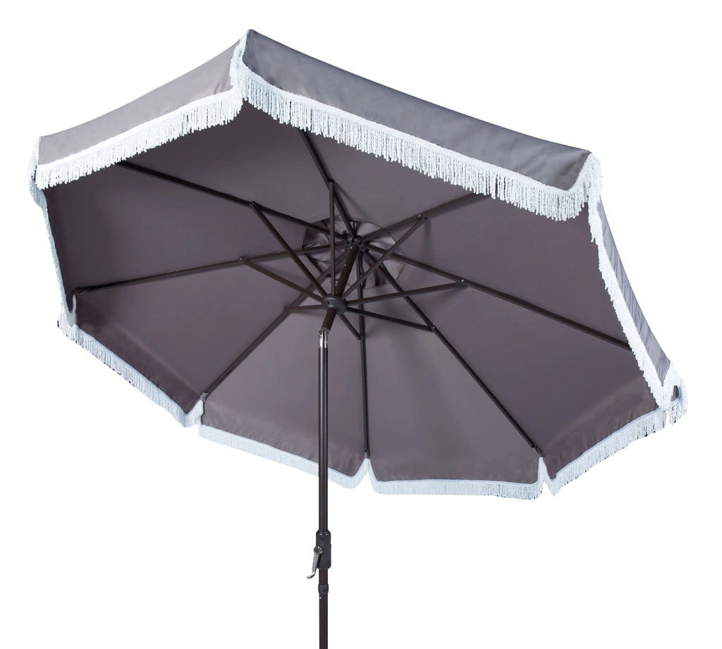 9' Grey White Patio Umbrella R17951