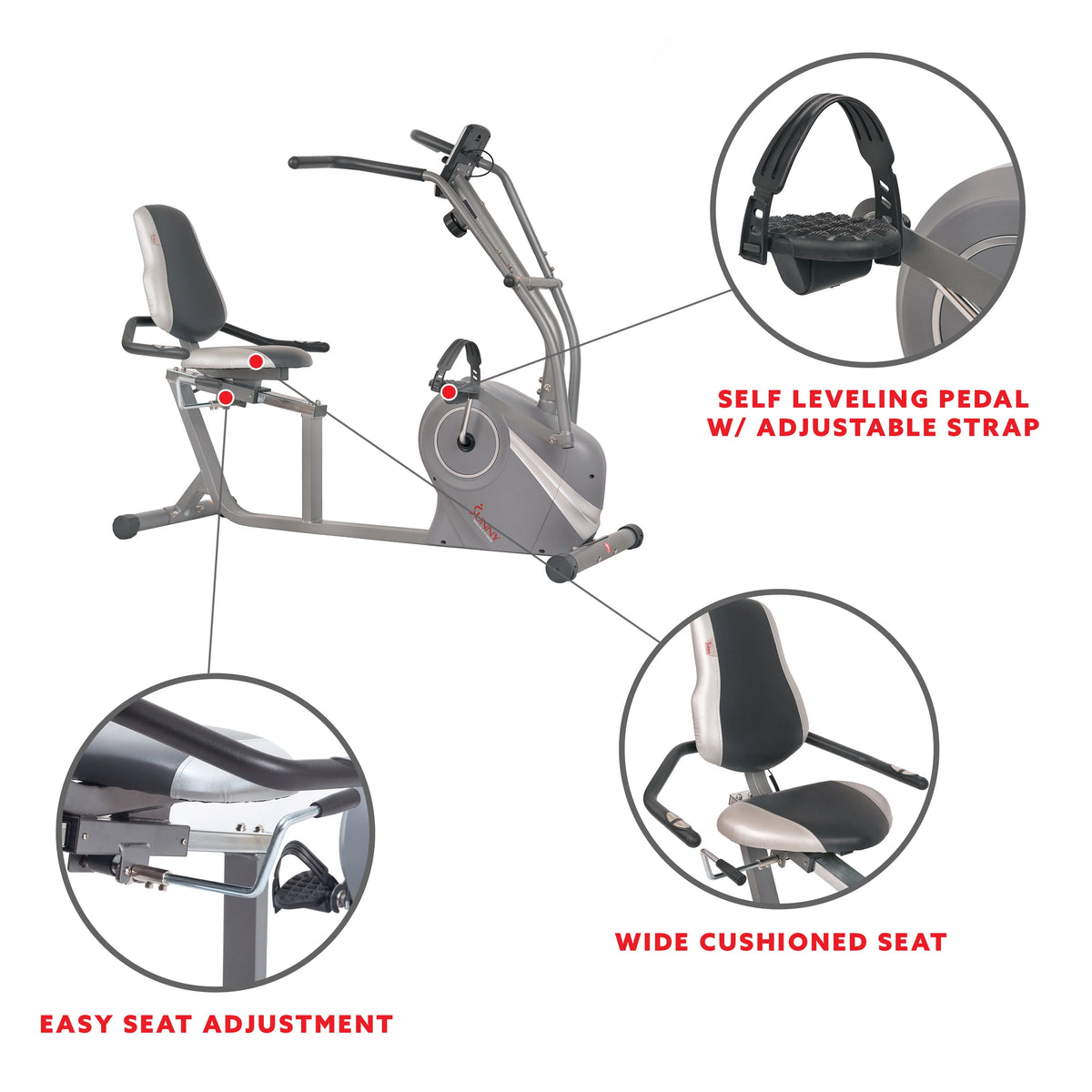 Magnetic Recumbent Bike with Pulse Sensors R9598