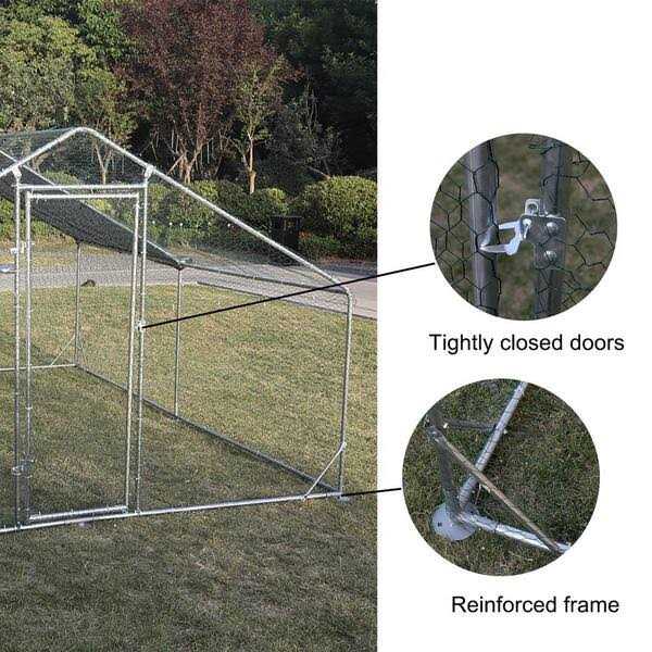 Walk-In Chicken Coop Poultry Cage with Waterproof Cover Y41637