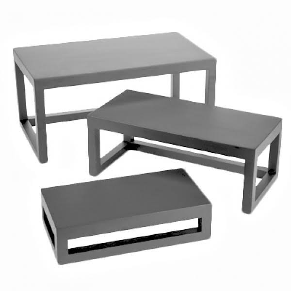 Black 3-Piece Wood Riser Set S938677