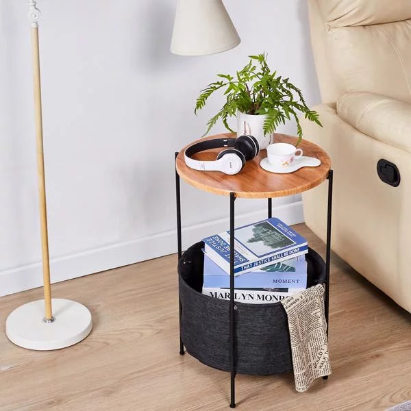 Round Side Table with Storage Basket K837