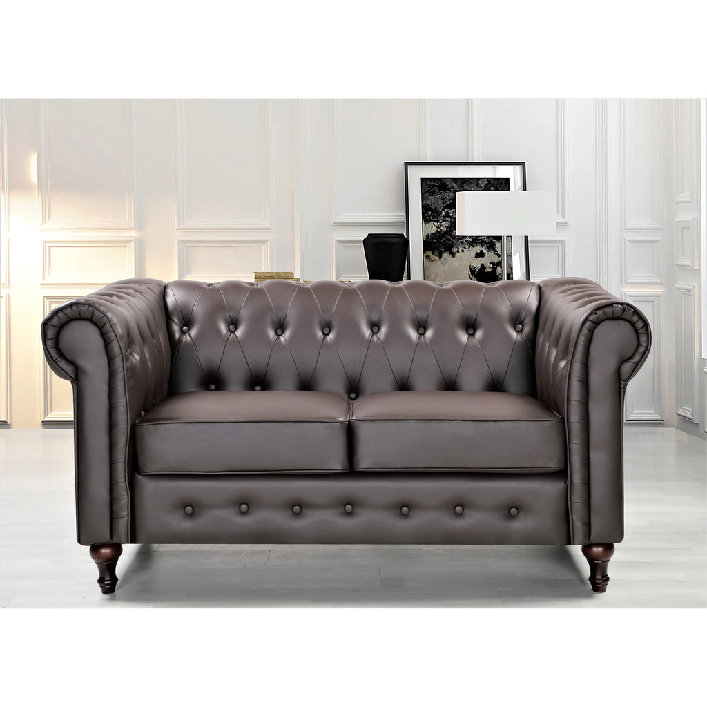 Cream White Velvet Upholstered Loveseat C3329