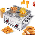 6L Commercial Countertop Gas Deep Fryer with 2 Frying Basket F766