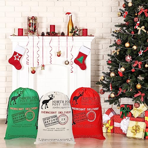 6 Pack Large Cotton Canvas Drawstring Gift Sacks I4431