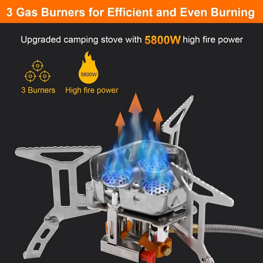 5800W Portable Foldable Camping Gas Stove with Piezo Ignition D9996