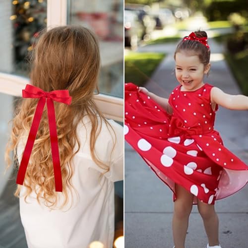 Red Hair Bows with Alligator Hair Clip, Hair Ties, Snap Clip Hairpins Q164
