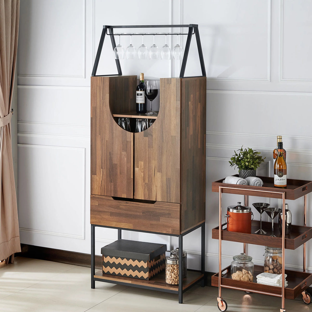 Light Hickory Wine Cabinet P3621