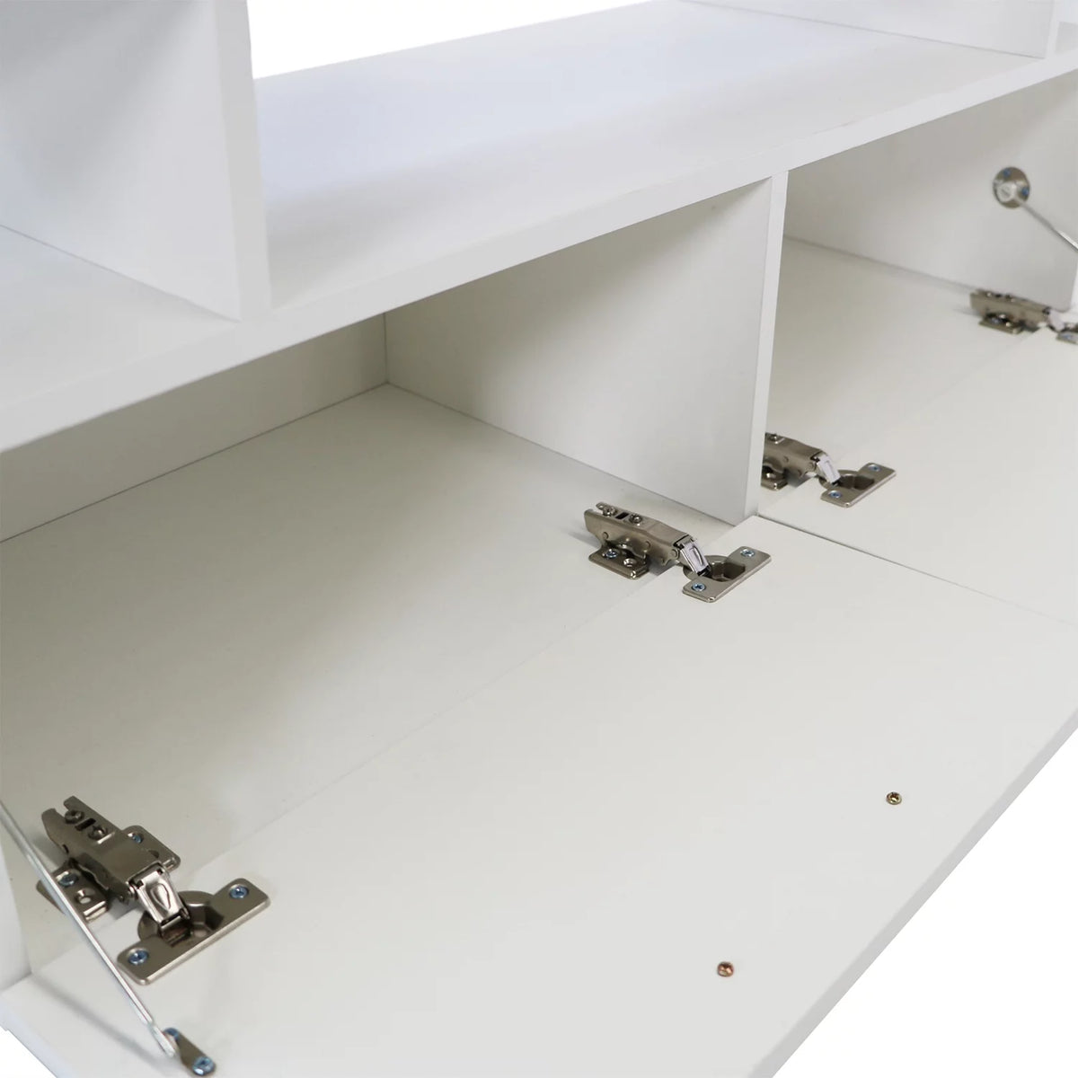 White Solid Wood TV Stand with LED Lights and Storage Drawer U4349