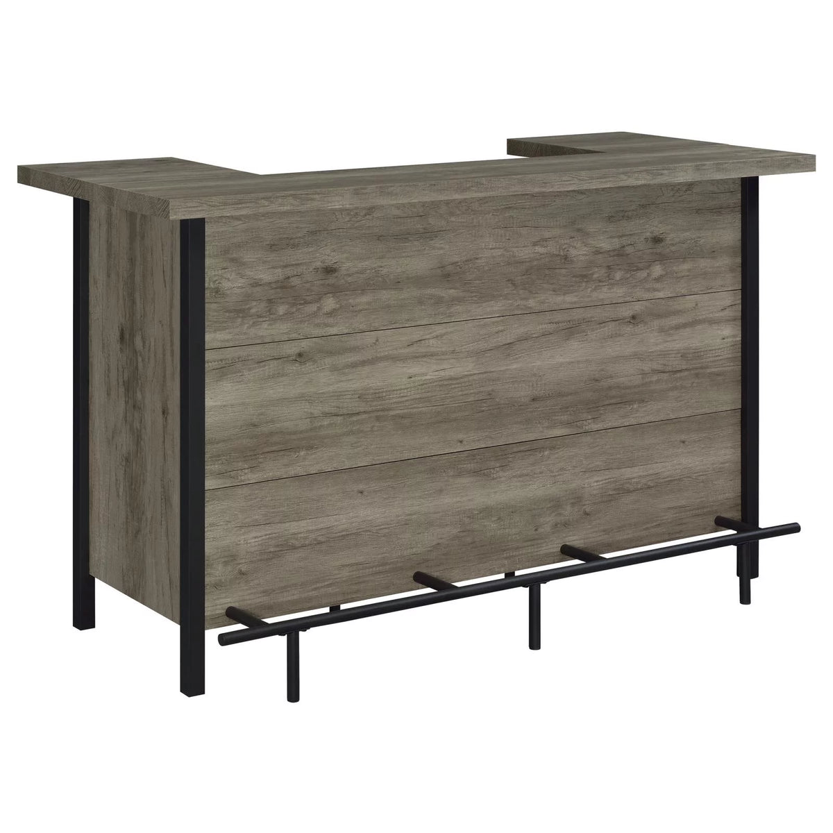 Bar Unit with Footrest Grey Driftwood and Black G856