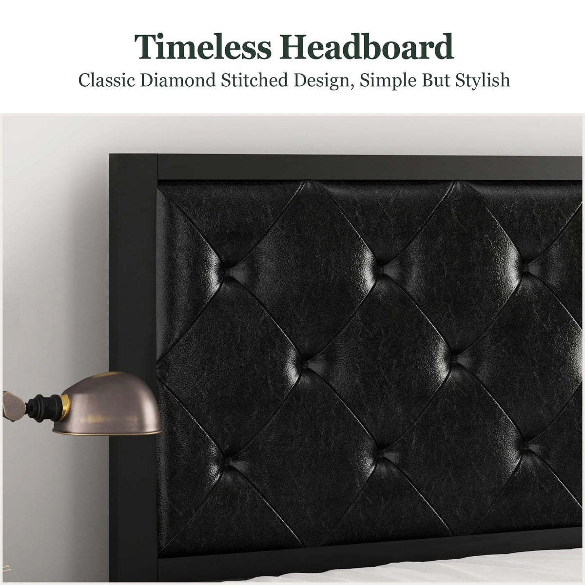Twin Size Metal Bed Frame with Upholstered Headboard Q934157