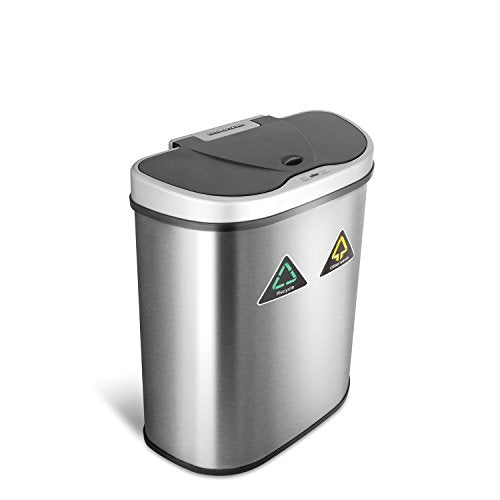 Automatic Touchless Motion Sensor Semi-Round Trash Can/Recycler, 18.5 Gal. 70 L., Stainless Steel K855879