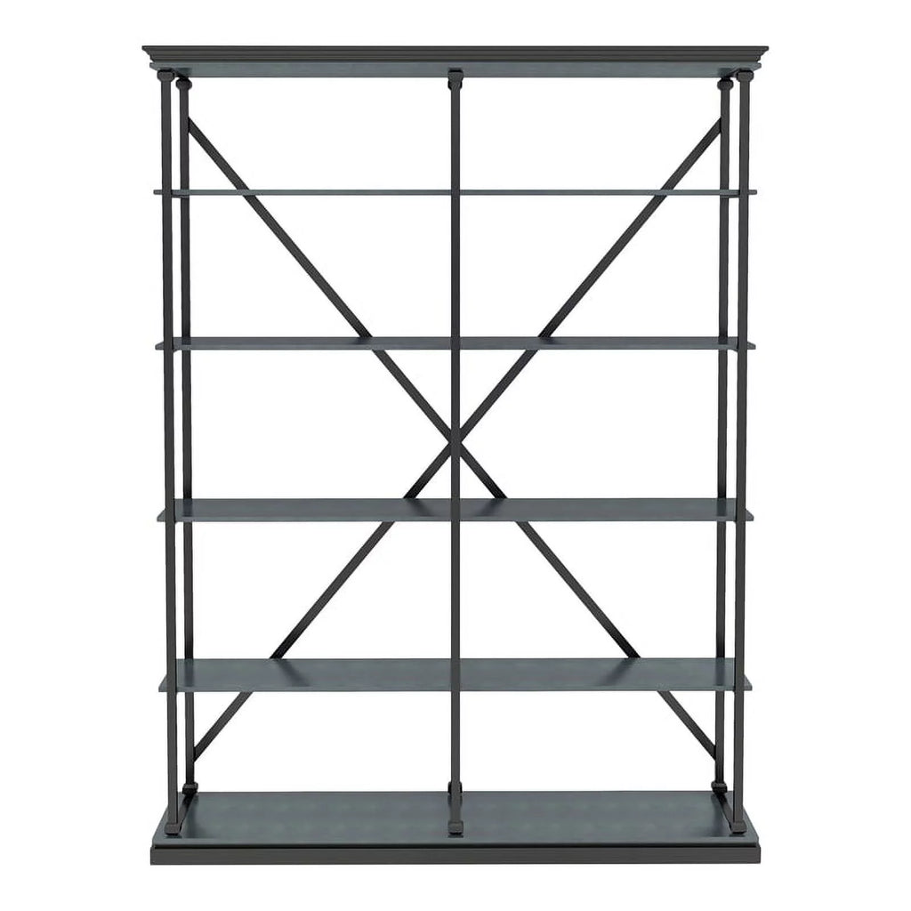 Antique Blue 58-Inch Industrial Metal Bookcase C138431