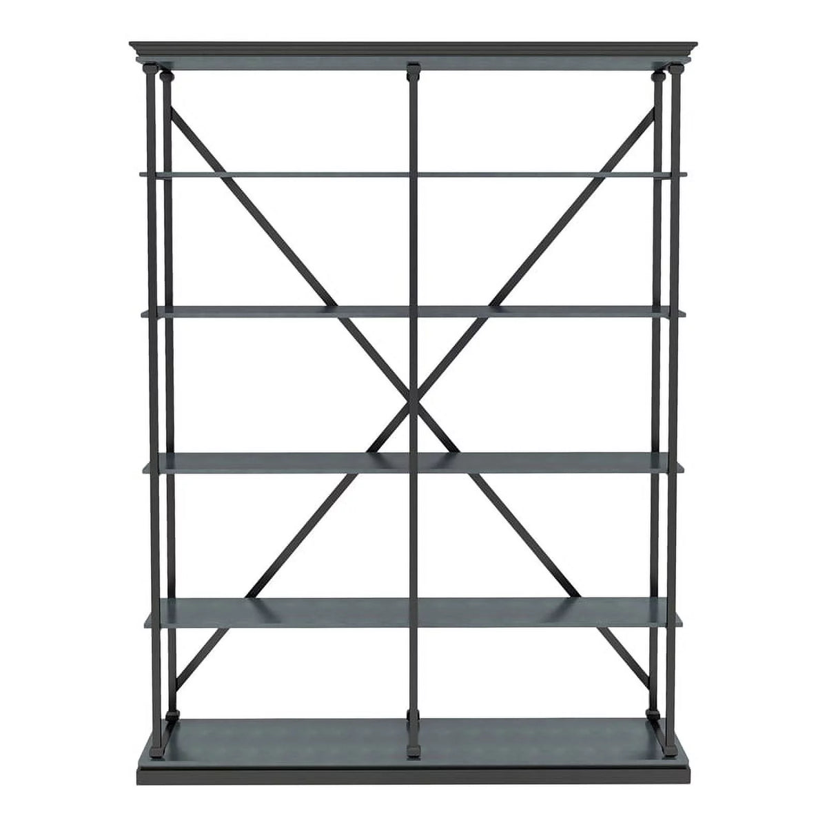 Antique Blue 58-Inch Industrial Metal Bookcase C138431