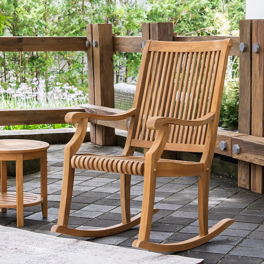 3-piece Teak Outdoor Rocking Chair Chat Set I8253