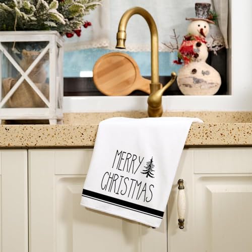 Christmas Kitchen Towels Set of 2 Black Xmas Tree Dish Towels 18x26 Inch K219242