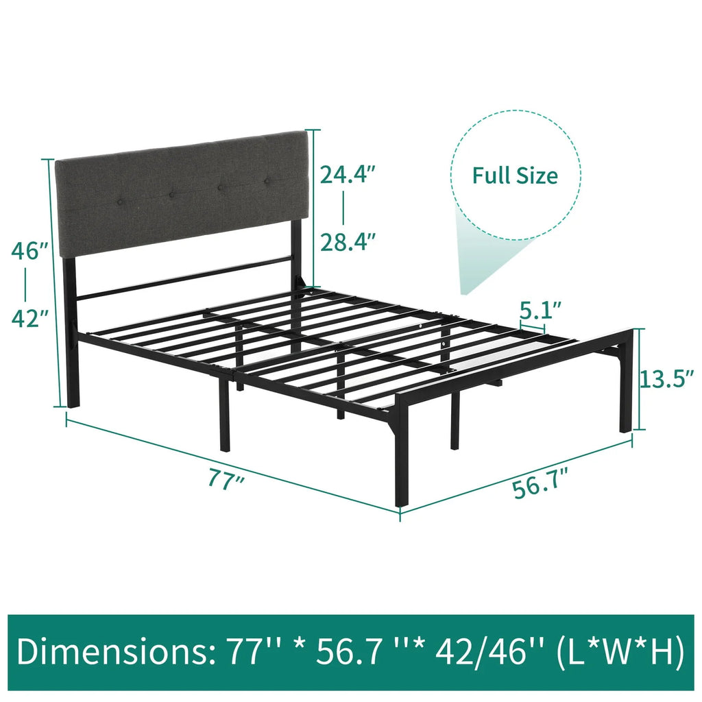 Upholstered Platform Bed Frame with Adjustable Headboard Queen K268