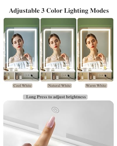 White Makeup Vanity Desk with Mirror and Lights J15089