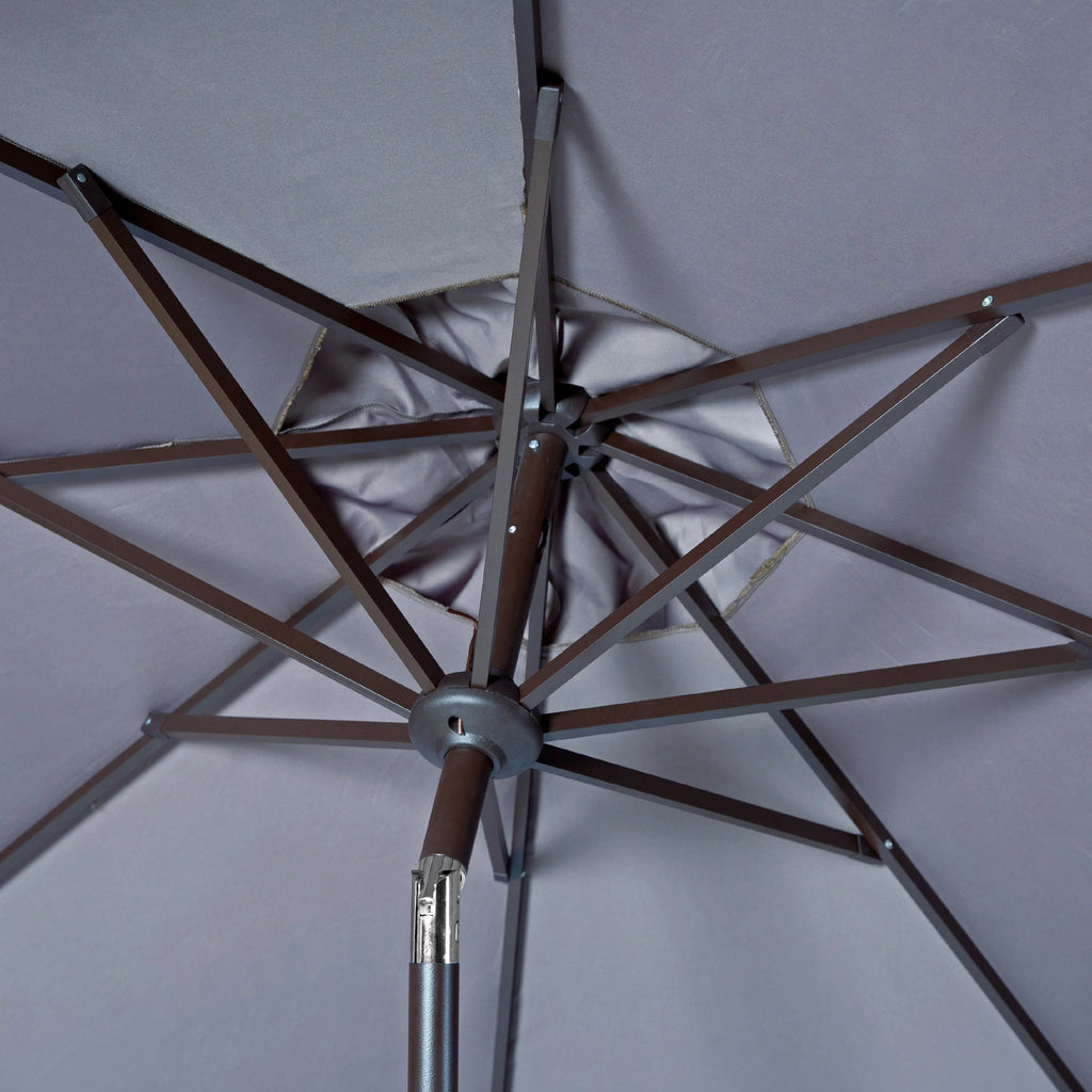 9' Grey White Patio Umbrella R17951