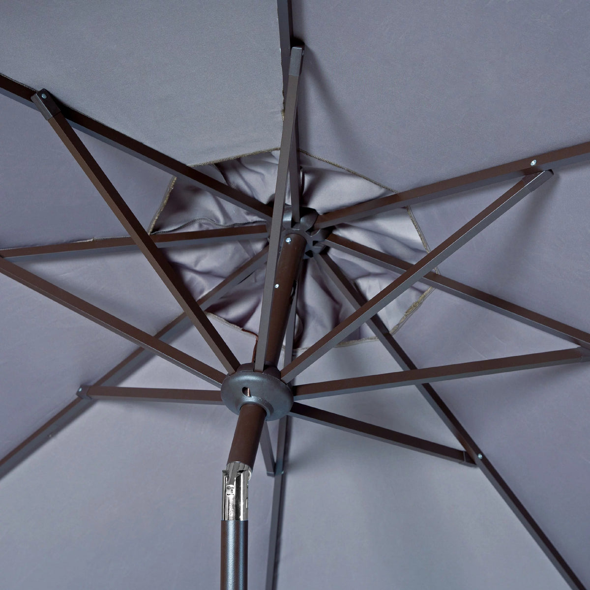 9' Grey White Patio Umbrella R17951