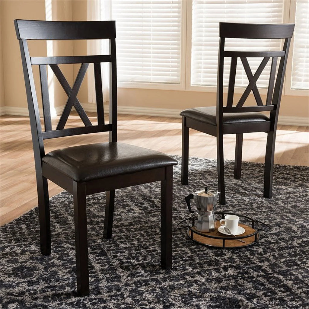 Dark Brown Faux Leather Dining Side Chair Set of 2 X6780