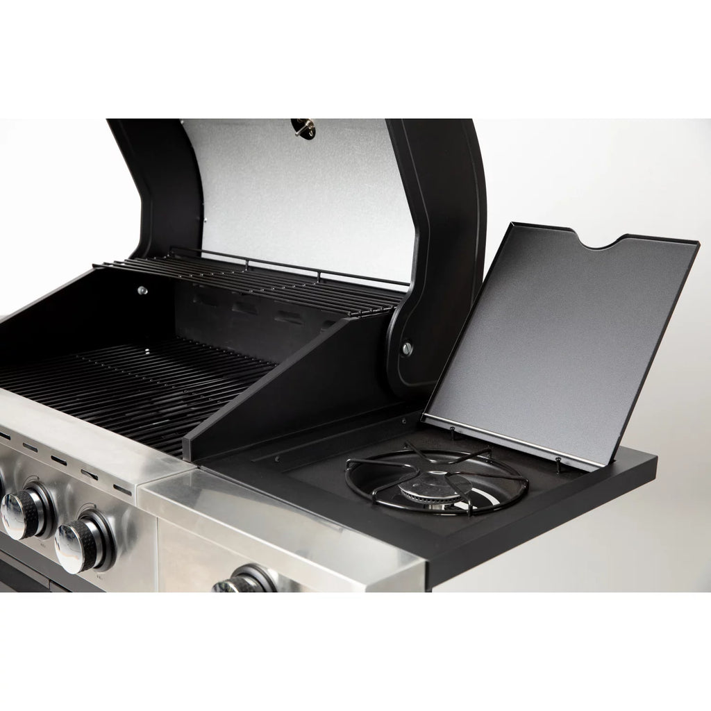 3-Burners Propane Gas Grill with Side Burner & Thermometer Stainless Steel T450105