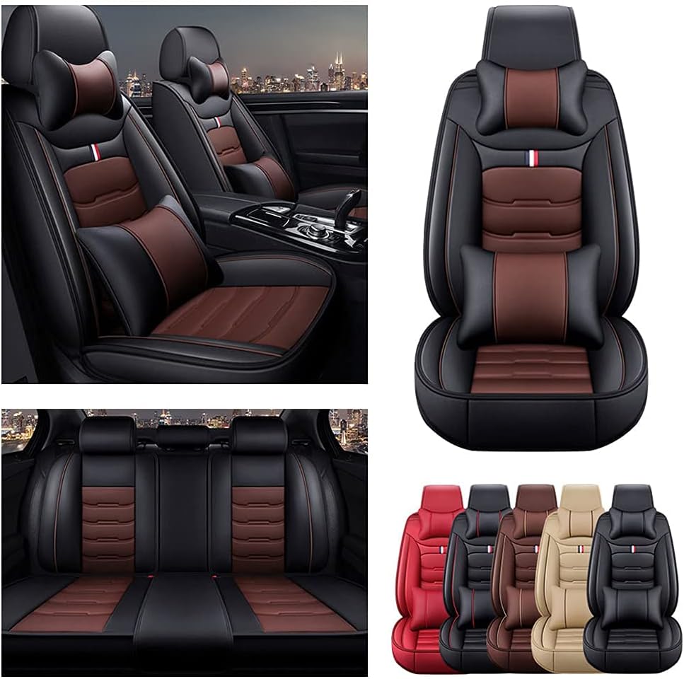 Brown Car Seat Covers with Headrest Backrest Cushions Z204