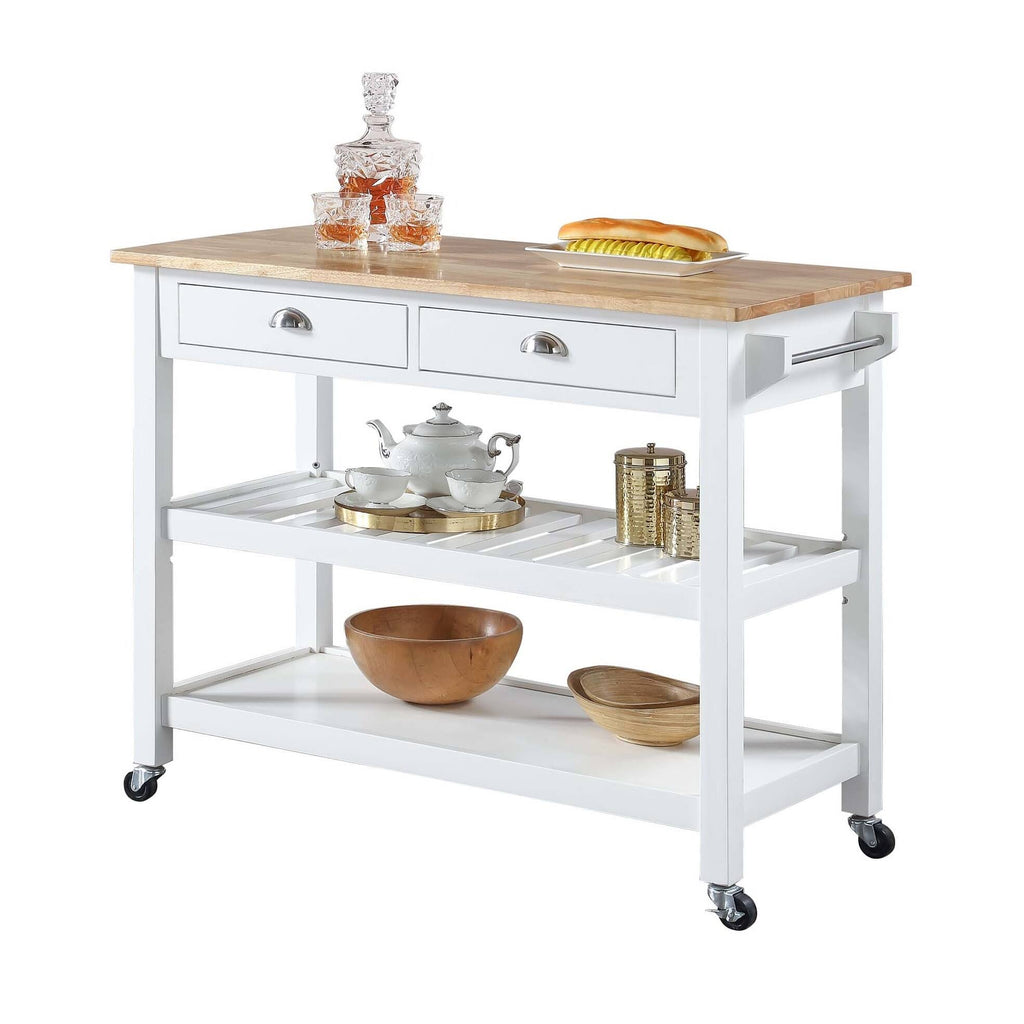 3 Tier Butcher Block Kitchen Cart with Drawers O53775