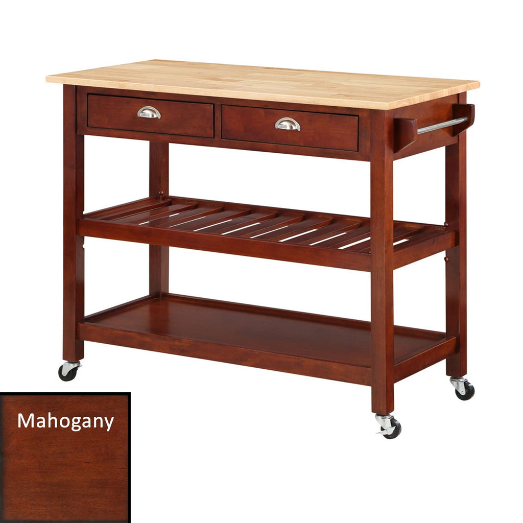 3 Tier Butcher Block Kitchen Cart with Drawers O53775