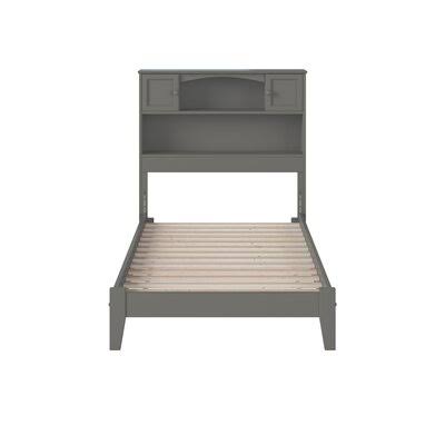 Solid Wood Platform Bed with Bookcase Twin J237871