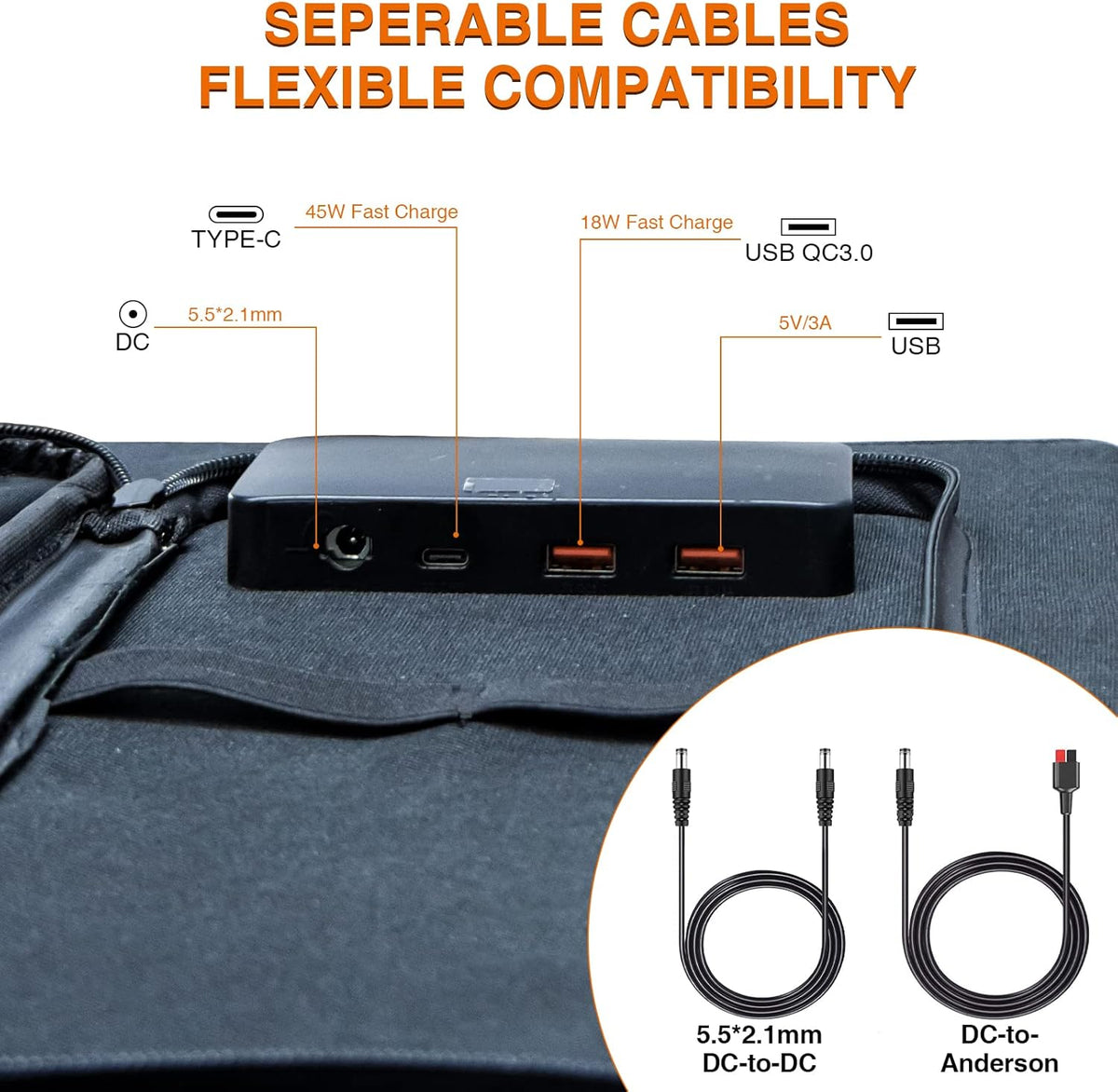 100W Portable Foldable Solar Panel with USB Type-C F65742