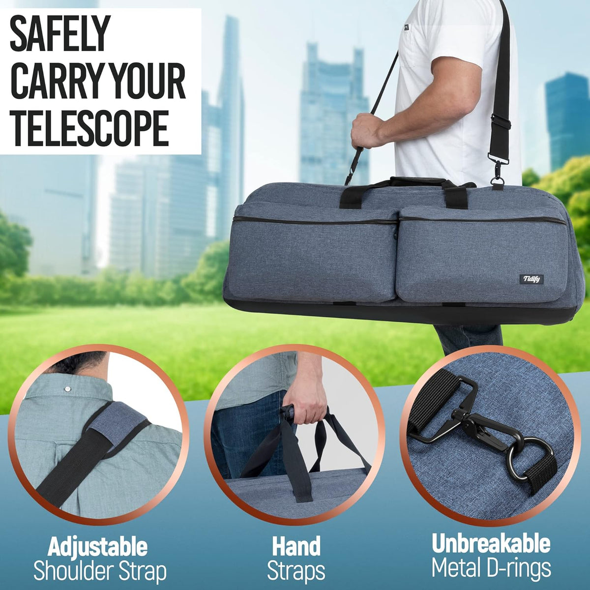 Telescope and Tripod Case/Bag with Padded Accessories Pockets K8761