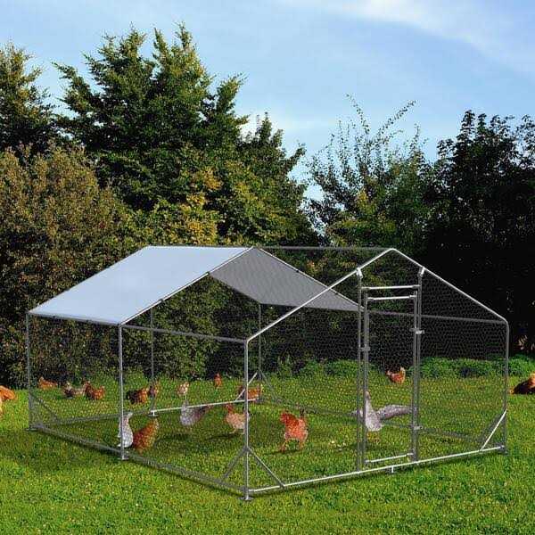 Walk-In Chicken Coop Poultry Cage with Waterproof Cover Y41637