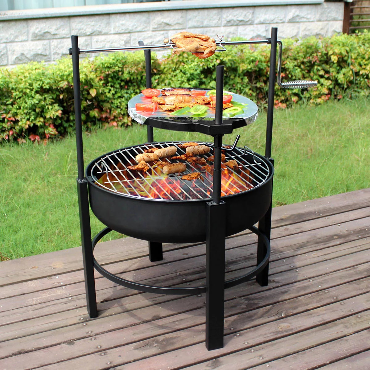 Multipurpose Wood Burning Fire Pit with Steel Swivel Cooking Grill C669128