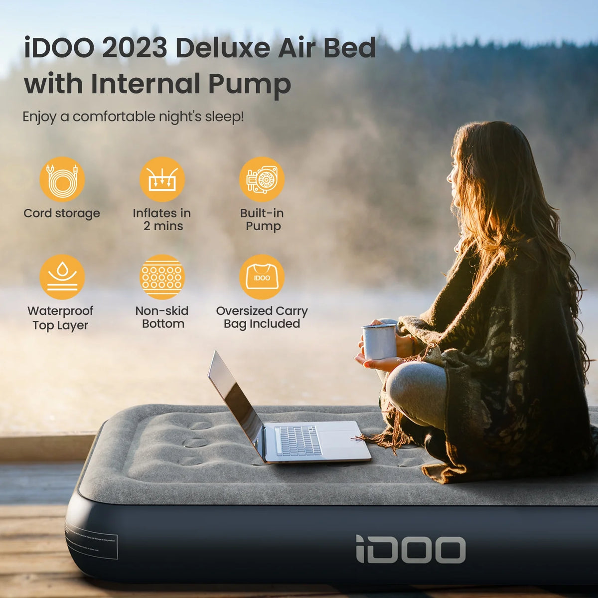13'' Twin Inflatable Air Mattress with Built-in Pump I560276