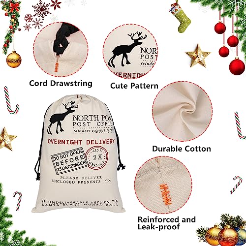 6 Pack Large Cotton Canvas Drawstring Gift Sacks I4431