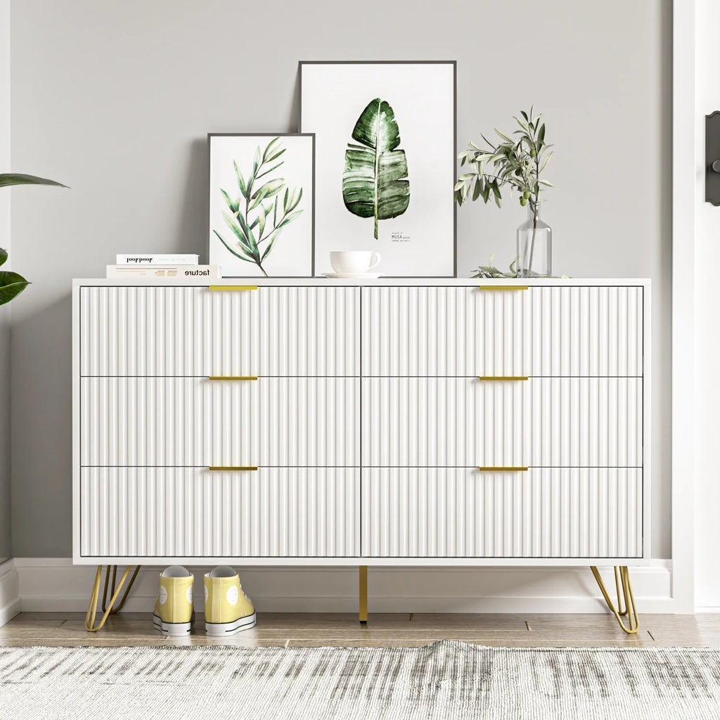 White 6 Drawer Dresser R871928