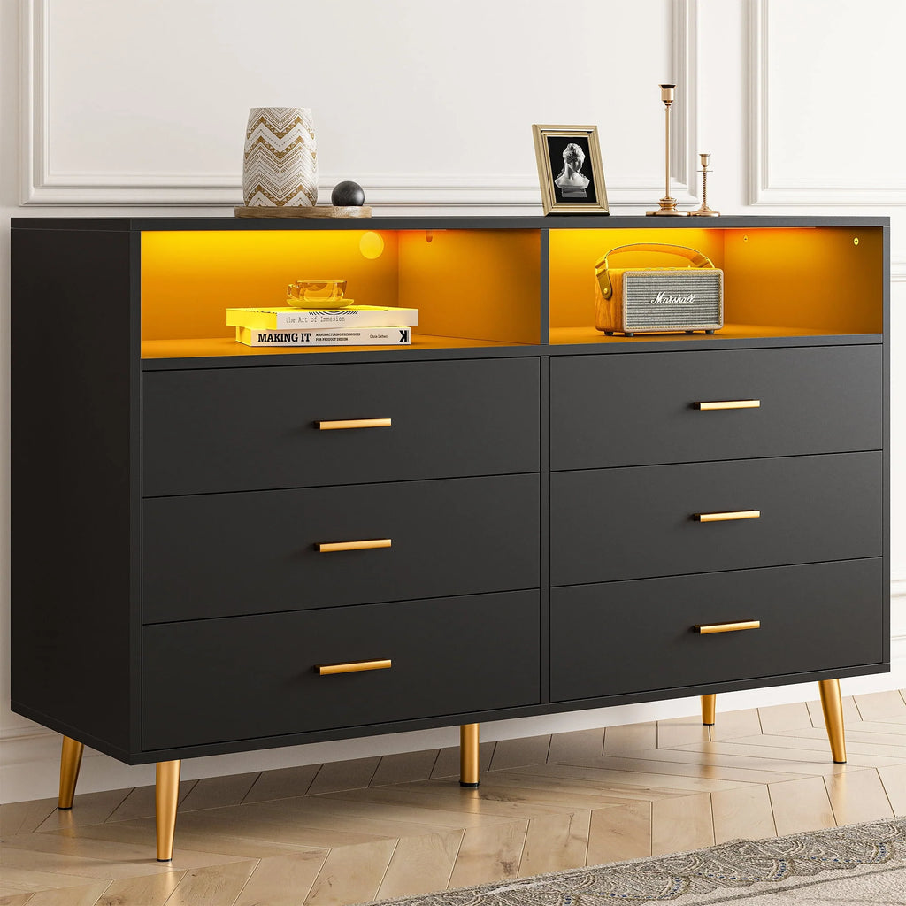 White 6 Drawer Wood Dresser S3673