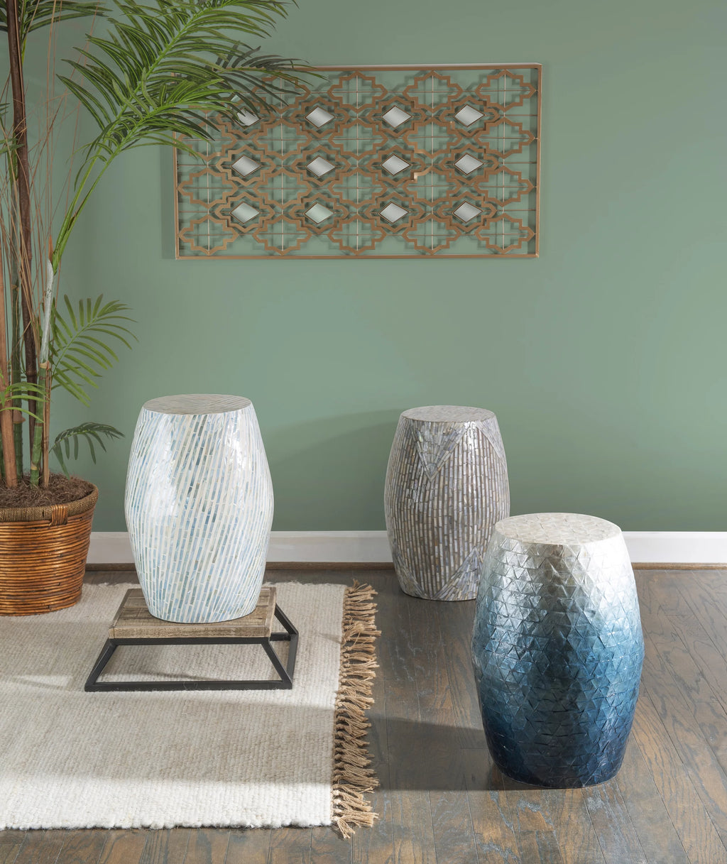 Blue Off-White Accent Side Table I134612