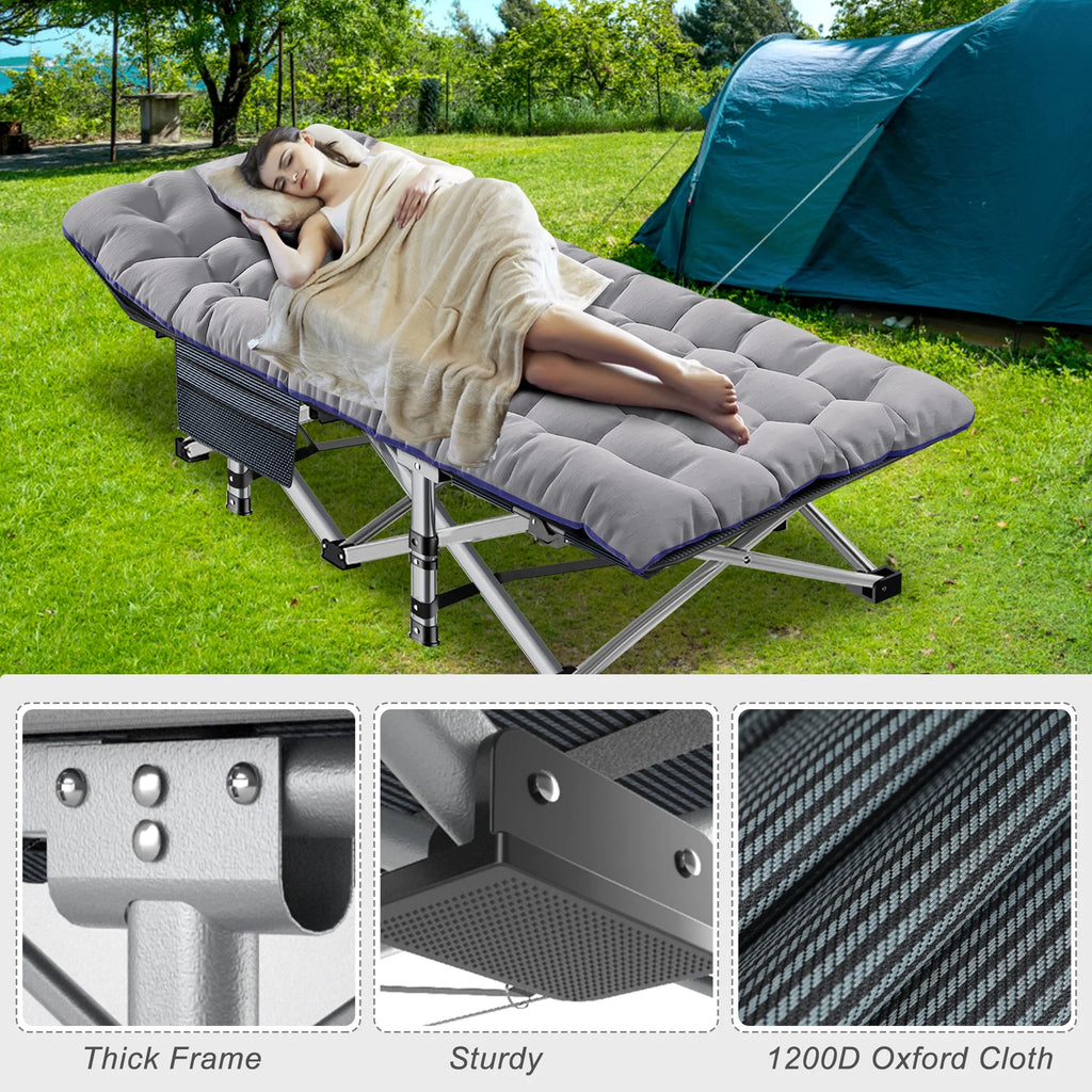 2 Pack Folding Camping Cot with Mattress and Carry Bag T643