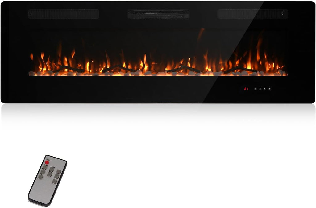 60 inch Recessed Wall Mounted Electric Fireplace Heater with Remote Control O254