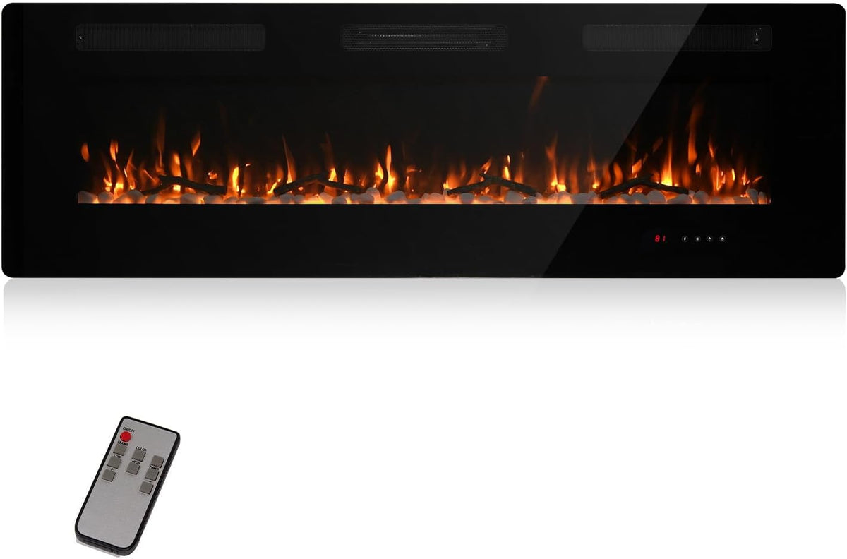 60 inch Recessed Wall Mounted Electric Fireplace Heater with Remote Control O254