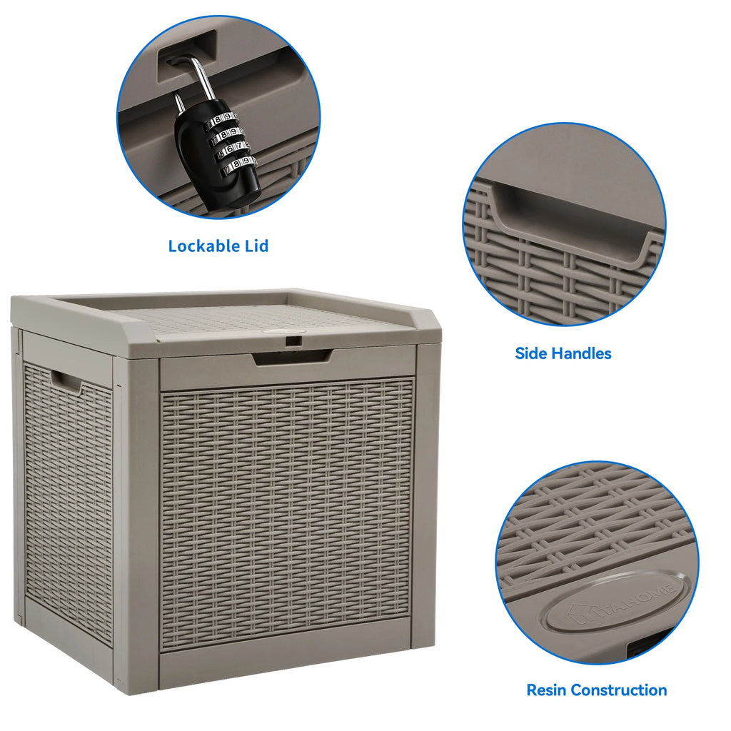 32 Gallon Waterproof Resin Rattan Deck Box E9811